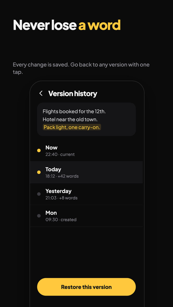 Go back to any earlier version